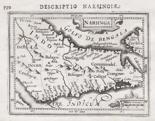 Narsinga / Descriptio Narsingiae - South India Sri Lanka Indien map Karte carte