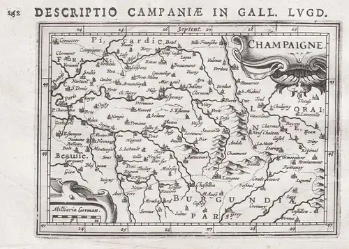 Champaigne / Descriptio Campaniae in Gall. Lugd. - Champagne Aisne map Karte carte gravure