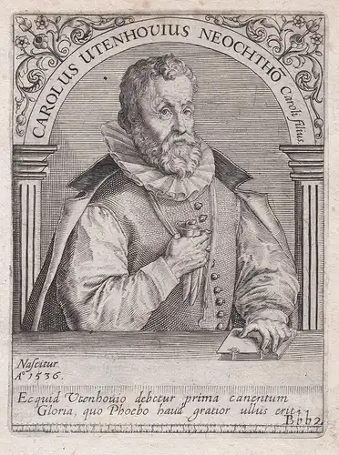 Carolus Utenhovius Neochtom. - Karl von Utenhove (1536-1600) Basel Paris London Dichter Philologe poet Niederr