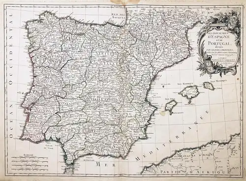 Les Royaumes d'Espagne et de Portugal divises Par Grandes Provinces... - Spain Portugal Espana Spanien Mallorc