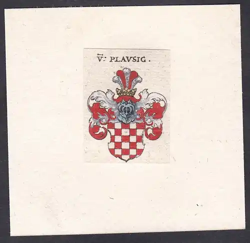V. Plausig  - Plaußig Wappen Adel coat of arms heraldry Heraldik