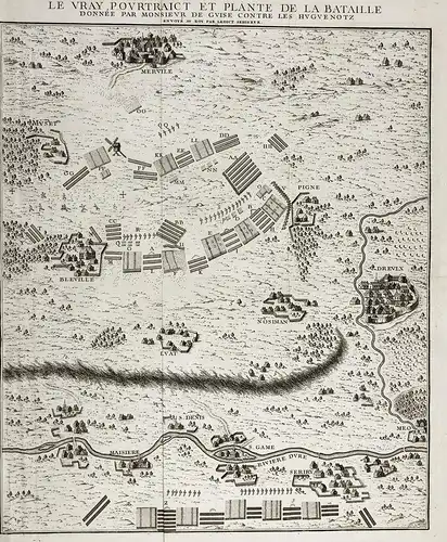 Le Vray Portraict et Plante de la Bataille donnée par Monsieur de Guise contre Huguenotz - Bataille de Dreux M