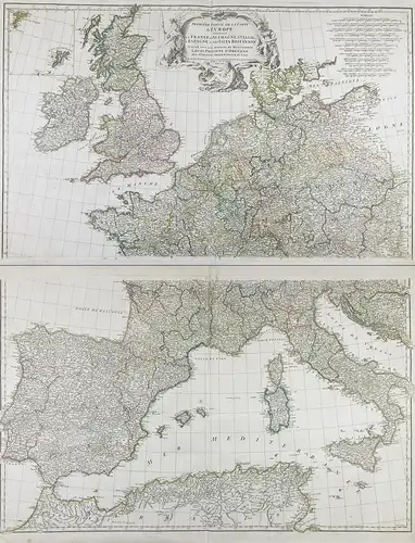 Premiere Partie de la Carte d'Europe contenant la France, l'Alemagne, l'Italie, l'Espagne & les Isles Britanni