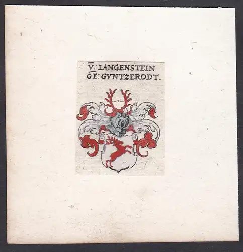 V. Langenstein GE Güntzerodt - Günzerodt Gunzenroda Wappen Adel coat of arms heraldry Heraldik