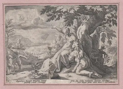 Opprobrys Epaphi Phaeton marce [...] / Quamq. postest... - Clymene urging Phaeton to find Helios / Ovid Metamo