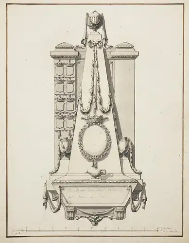 Design for a monument / Denkmal Memorial Rokoko Rococo Entwurf architecture Architektur dessin