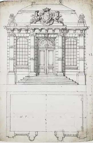 Design for a villa facade / Fassade Rokoko Rococo architecture Architektur dessin