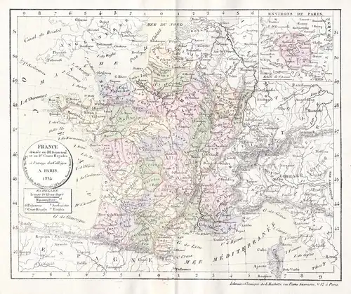France divisee en 86 Departem. et en 27 Cours Royales - France Frankreich 86 departements