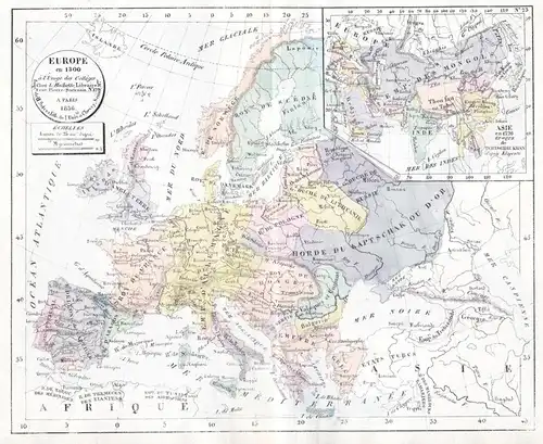 Europe en 1300 - Europe Europa continent Kontinent