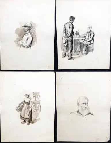 67 original drawings for André Theuriet's roman La maison des deux Barbeaux. Le sang de Finoel. published in P