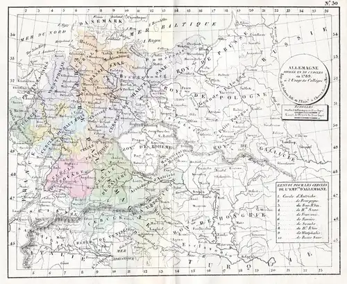 Allemagne. Divisee en 10 Cercles en 1789. - Deutsches Reich Deutschland Germany 1789