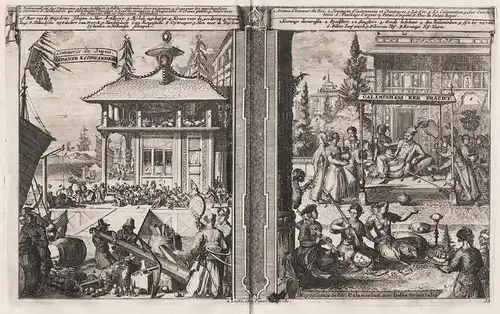 Commerce du Japon / Magnificence du Roi Calaminhan aux Indes Orientales / Engraving depicting  the Dutch East