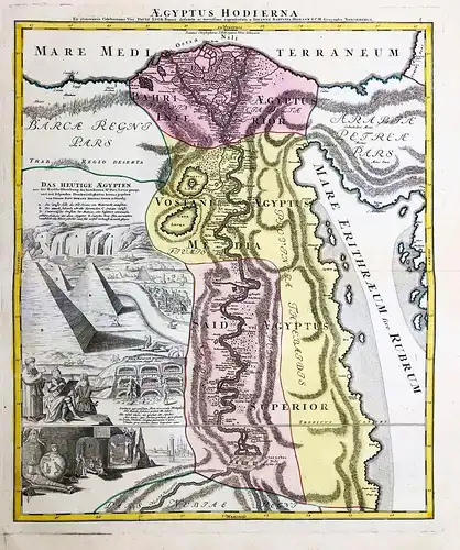 Aegyptus Hodierna - Ägypten Egypt Nil Kairo Alexandria Cairo Karte map