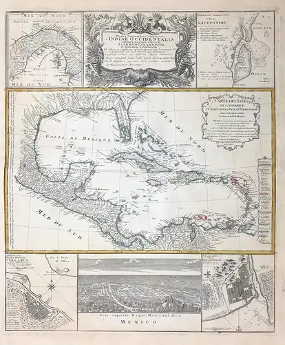 Mappa Geographica, complectens Indiae Occidentalis Partem Mediam Circum Isthmum Panamensem... / Carte des Isle