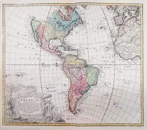 Americae Mappa Generalis - America Continent Amerika map chart carte Karte