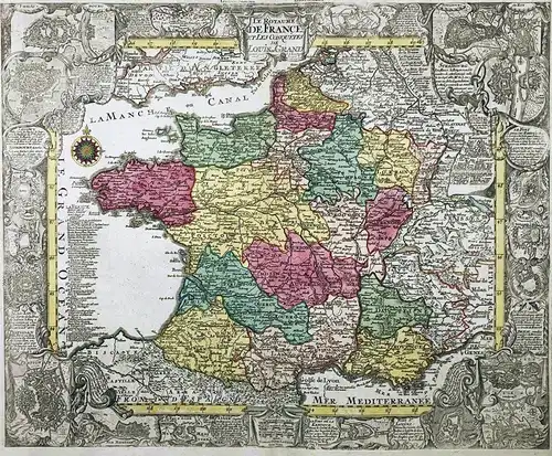 Le Royaume de France et les Conquetes de Louis le Grand. - France Frankreich carte map Karte