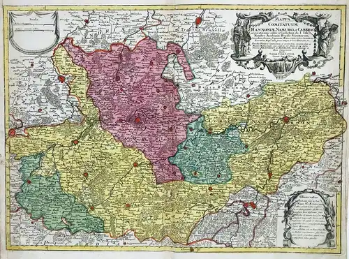 Mappa Comitatuum Hannoniae, Namurci, et Cameraci - Hainaut Namur Cambrai Mons Ath Maubeuge Valenciennes Douai