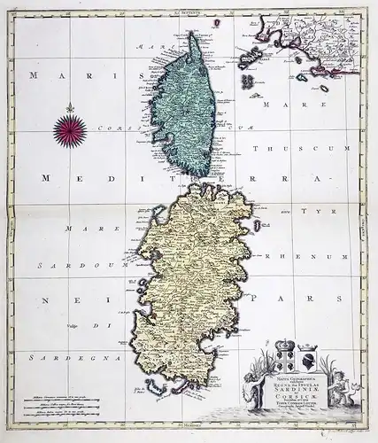 Mappa Geographica exhibens Regna sive Insulas Sardiniae ac Corsicae. - Sardegna Corse Corsica Sardinia Korsika