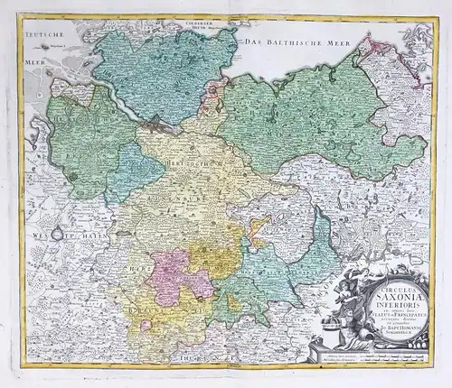 Circulus Saxoniae Inferioris im omnes suos Status et Principatus accurate divisus - Niedersachsen Hamburg Schl