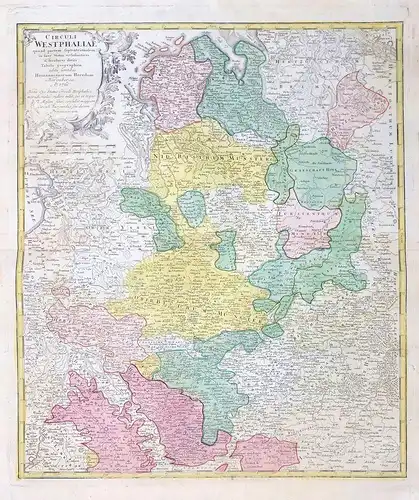 Circuli Westphaliae quoad partem Septentrionalem in suos Status ecclesiasticos & seculares divisi Tabula Geogr