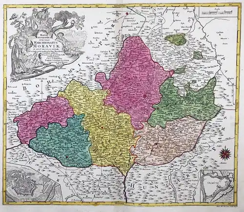 Mappa Geographica Specialis Marchionatus Moraviae in sex Circulos divisae - Moravia Mähren Czech Cesko Tschech