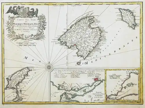 Carte des Isles de Maiorques, Minorque, et Yvice - Mallorca Menorca Ibiza island islas Insel Mahon Baleares Ba