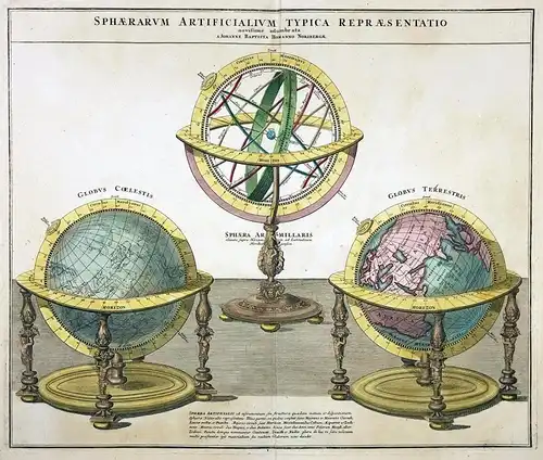 Sphaerarum Artificialium Typica Repraesentatio - Globe Globes Globus World Map Weltkarte Armillary Sphere Armi