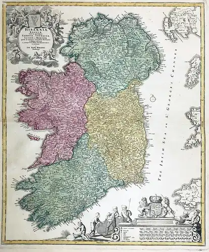 Hiberniae Regnum tam in praecipuas Ultoniae, Connaciae, Laceniae et Momoniae - Irland Ireland Great Britain Ir