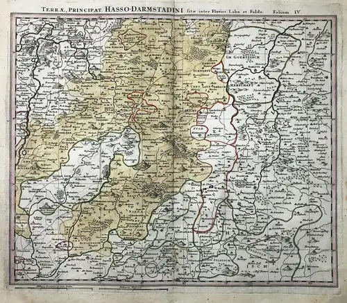 Terrae, Principat. Hasso-Darmstadini sitae inter Fluvios Lahn et Fulda. Folium IV. - Hessen Schatten Lauterbac