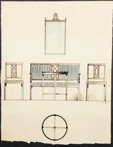 Entwurf für ein Esszimmer Wohnzimmer / Design for a dining room living room Art Deco architecture Architektur