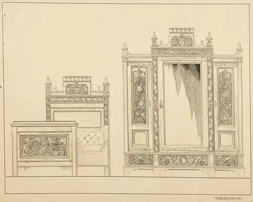 Anders 28.7.02 - Entwurf für einen Schrank Bett / Design for a wardrobe bed Gründerzeit architecture Architekt