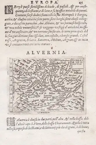 Limania / Limaniae Descriptio - Limagne Auvergne Puy et Dome Thiers Allier France Frankreich carte map Karte