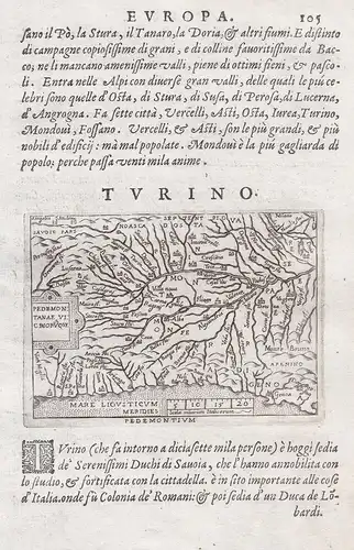 Piedmontium / Pedemontanae Vicinoruq. - Piemonte Piemont Italia Italy Italien carta map Karte