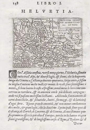 Helvetia / Helvetiae descriptio Aegidio Tschudo auctore - Schweiz Suisse Switzerland map Karte