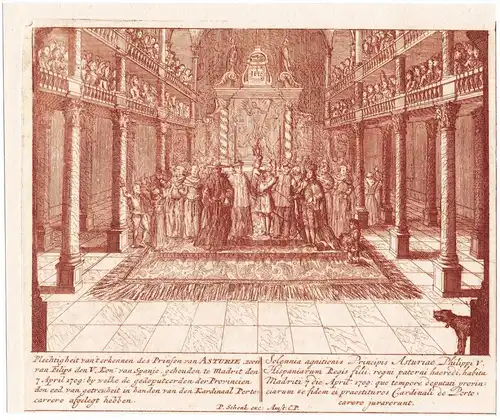 Plechtigheit van't erkennen des Prinsen van Asturie, ... - Luis I de Espana (1707-1724) Spain Spanien Fortifik