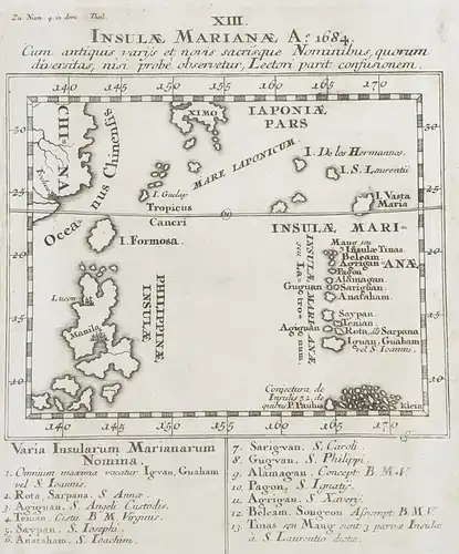 XIII. Insulae Marianae A. 1684 - Philippines Mariana Islands Guam Philippinen Asia Asien Asie