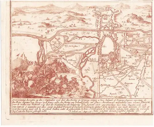 Overwinning bevogten op den 7 September 1706 ... de Wallen van Turin ... - Torino Turin Piemonte Piemont Itali