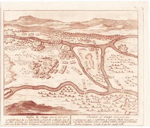 Treffen by Carpi, den 10 July 1701, ... - Carpi d'Adige Villa Bartolomea Verona Italien Italy Italia Fortifika