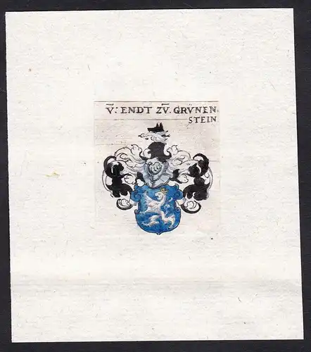 V: Endt ZV. Grvnenstein - Endt Grvnenstein Grünenstein Wappen Adel coat of arms heraldry Heraldik