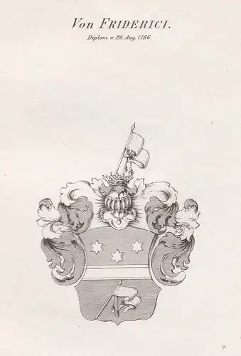 Von Friderici. Diplom v. 26 Aug. 1786 - Friderici Friederici Wappen Adel coat of arms heraldry Heraldik Kupfer