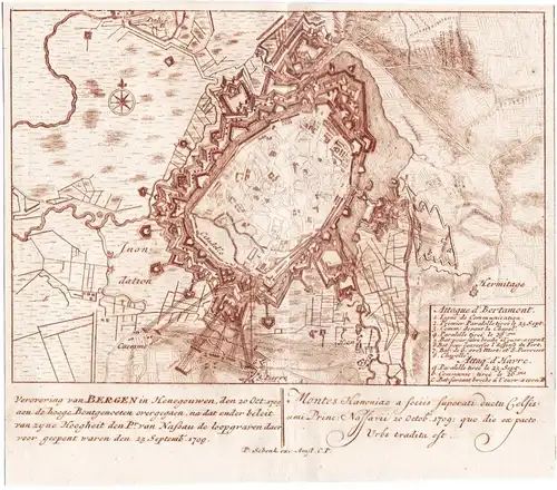 Verovering van Bergen in Henegouwen, den 20 Oct. 1709, ... - Mons Bergen Regoin wallonne Belgique Belgium Belg