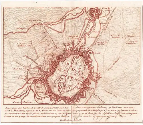 den 27 Iuny 1710 hebben de Geatt de Stad Douay met het Fort L Scharpe ... - Douai Hauts-de-France Frankreich F