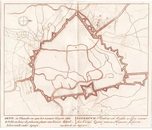 Gent, in Vlaanderen, aan het zaamen vloeyen van Schelde en Lise ... - Gent Gand Vlaanderen Belgique Belgium Be