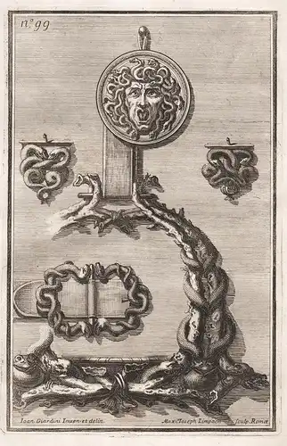 Design for ornamental object with snakes and Medusa / Silber silver silversmith design baroque Barock (99)