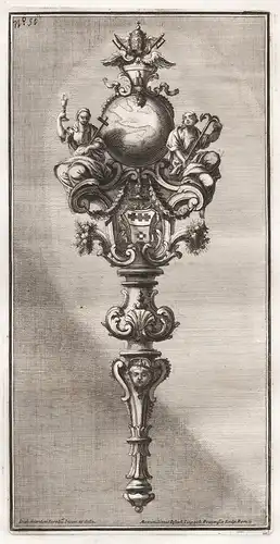 Zepte r/ Scepter with the personifications of Hope and Faith and a papal coat of arms / silver Silber silversm