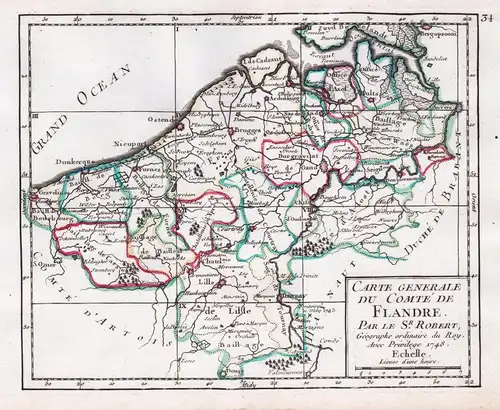 Carte Generale du Comté de Flandre - Vlaanderen / Flanders / Flandre / Flanderen / Belgique / Belgium / Belgie