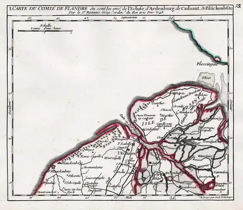 Carte du Comté de Flandre ou sont les env.s de l'Ecluse, d'Ardenburg, de Cadsant, de Blanckenb.g &&c. - Sluis