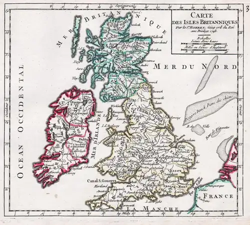 Carte des Isles Britanniques - British Isles / Great Britain / Großbritannien / United Kingdom