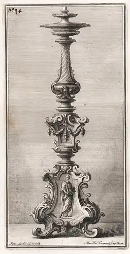 Kerzenhalter mit Paulus von Tarsus Candlestick with Saint Paul candle / silver Silber silversmith design Baroq
