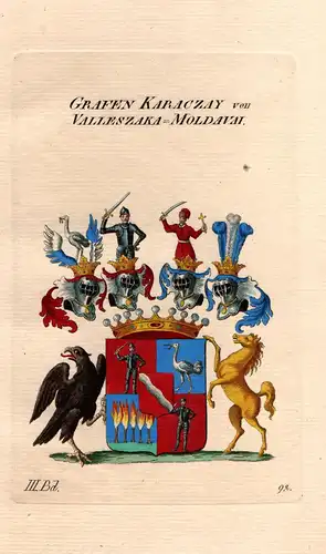 Grafen Karaczay Valleszaka-Moldava Wappen Kupferstich Genealogie crest